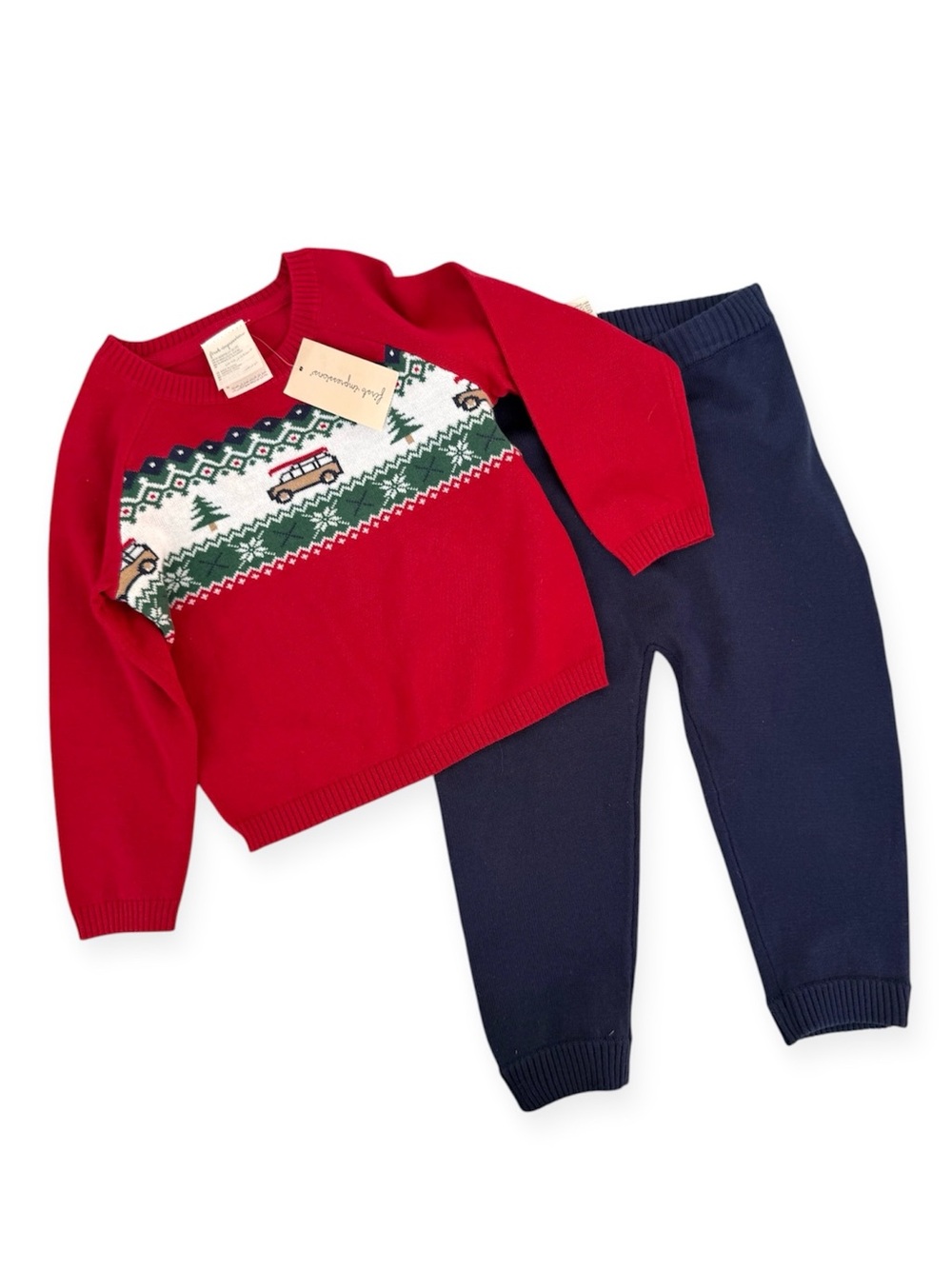 NWT First Impressions Holiday Christmas Sweater Pants Set 24 Months Fair Isle